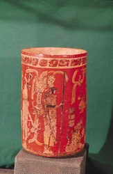 Vaas met een ceremonieel tafereel, Tepeu 1 Periode, uit Uaxuctun, 600-950